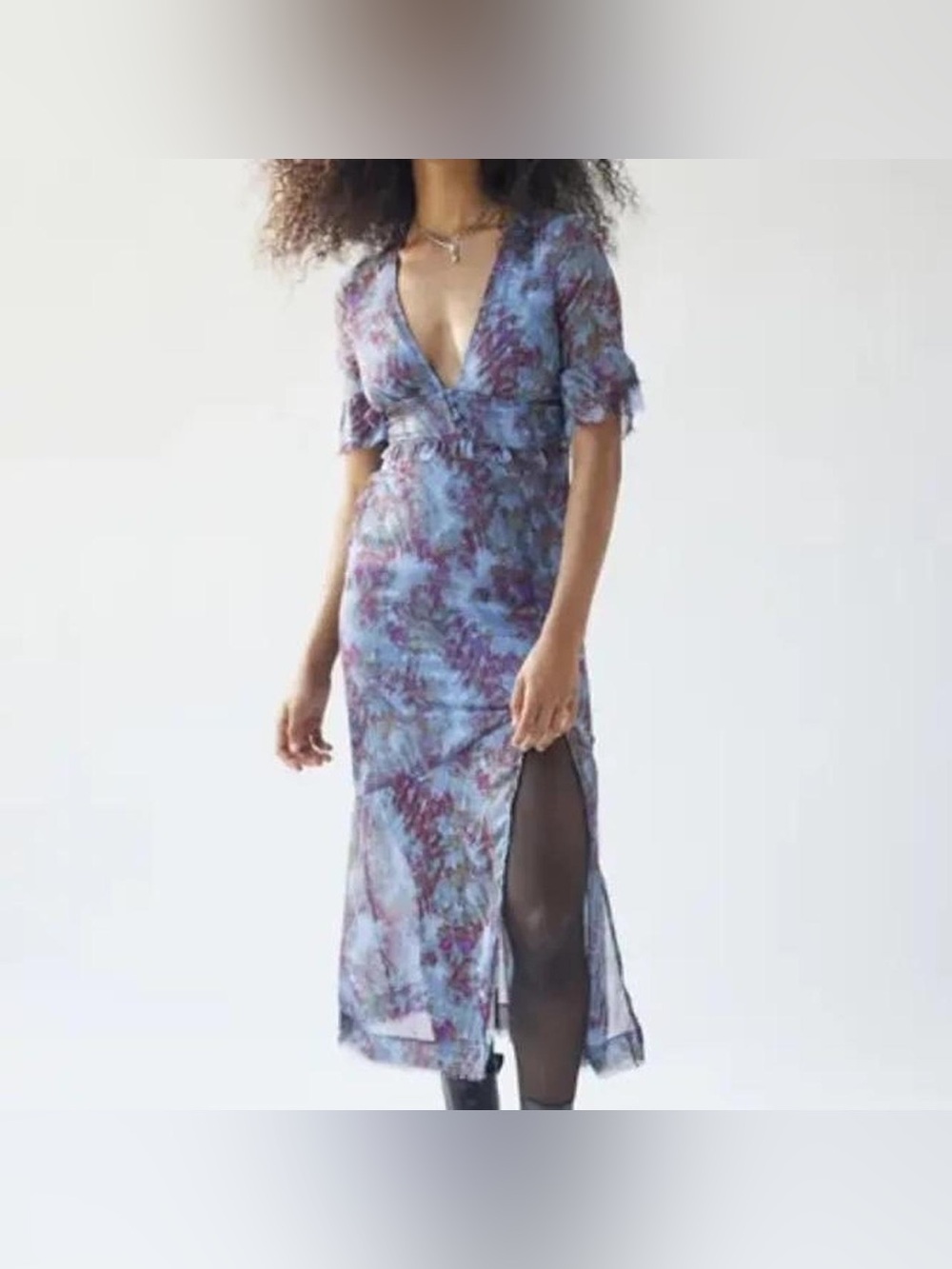 Urban Outfitters Florence Chiffon Watercolor Midi Dress - Picture 10 of 12